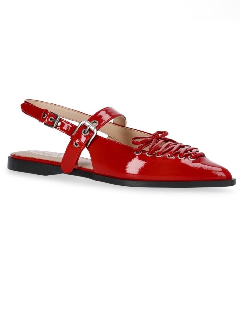 Scoop Red Patent Corset Lace Slingback Flats Size 8 NIB - Picture 4 of 11